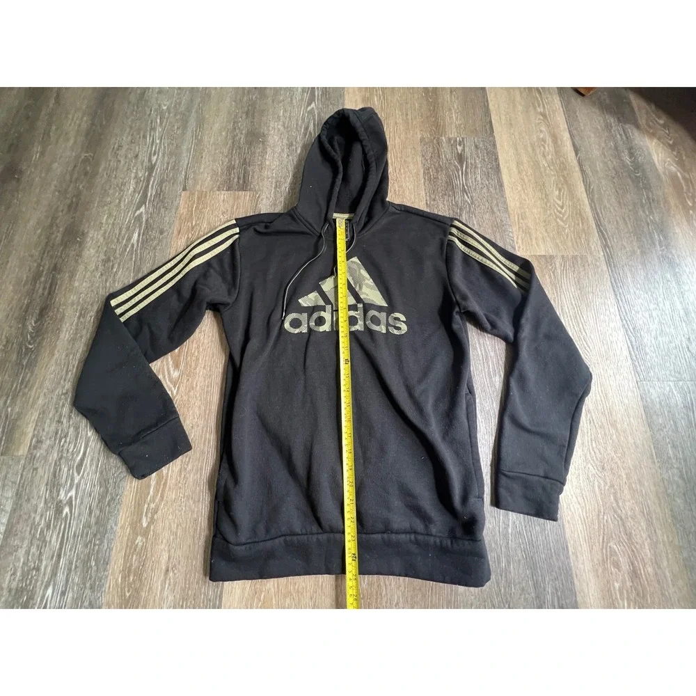 Adidas Hoodie Mens Small Black Camo Logo Three Stripe‎ Primegreen Pullover 898